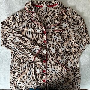 Soma Leopard Pajama Set with Red Trim